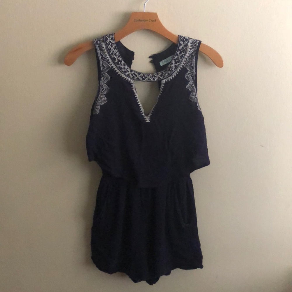 Embellished navy romper